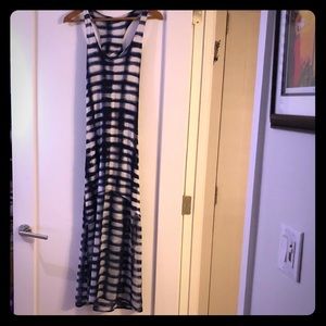 Navy and white tie dyed maxi dress